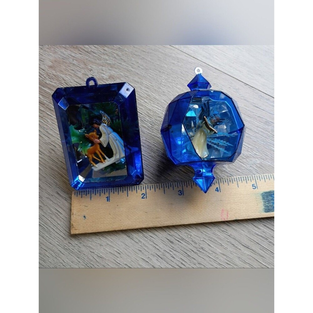 Vintage Jewel Brite 1960's Christmas Tree Ornaments Angels Plastic Diamond Shape - Picture 10 of 16